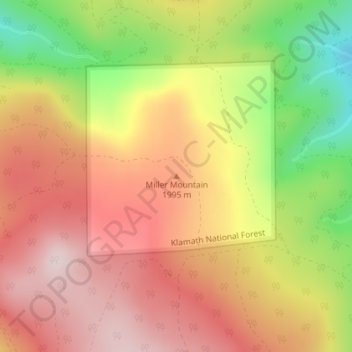 Mapa topográfico Miller Mountain, altitud, relieve