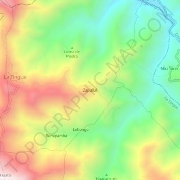 Mapa topográfico Zapallal, altitud, relieve