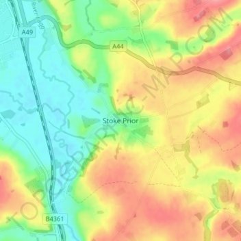 Mapa topográfico Stoke Prior, altitud, relieve