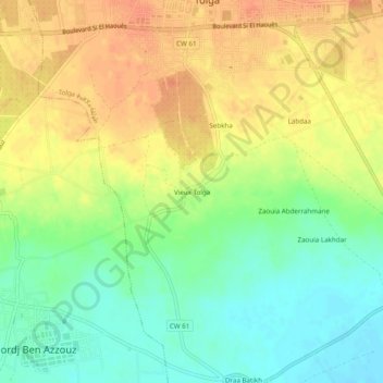 Mapa topográfico Vieux Tolga, altitud, relieve
