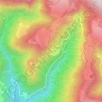 Mapa topográfico Foger, altitud, relieve