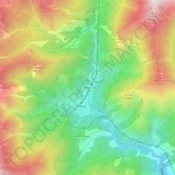 Mapa topográfico Vievola, altitud, relieve