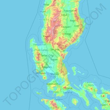 Mapa topográfico Nueva Ecija, altitud, relieve