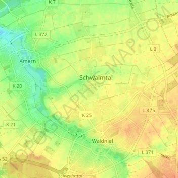 Mapa topográfico Krinsend, altitud, relieve