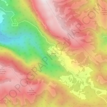 Mapa topográfico Gavelli, altitud, relieve
