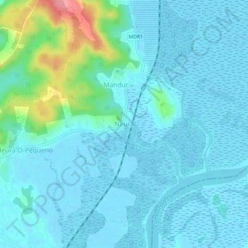 Mapa topográfico Neura, altitud, relieve