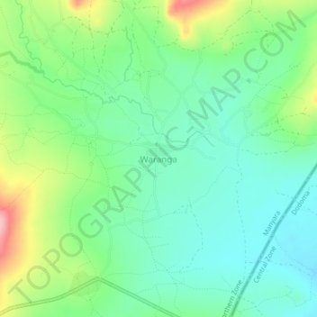 Mapa topográfico Waranga, altitud, relieve