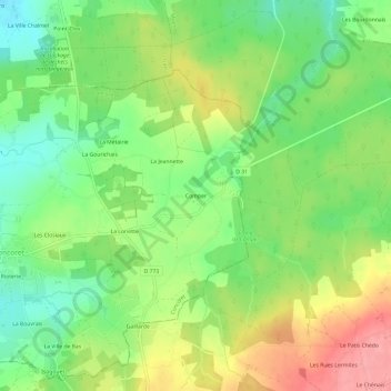Mapa topográfico Comper, altitud, relieve