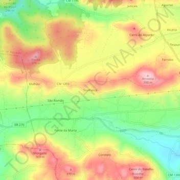 Mapa topográfico Soalheira, altitud, relieve