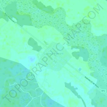 Mapa topográfico Colonia Pastoril, altitud, relieve