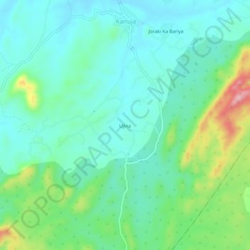 Mapa topográfico Ujina, altitud, relieve