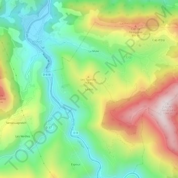 Mapa topográfico Lastes, altitud, relieve