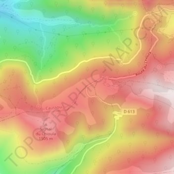 Mapa topográfico Col du Chioula, altitud, relieve