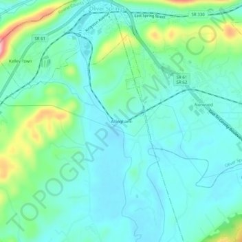Mapa topográfico Allingham, altitud, relieve