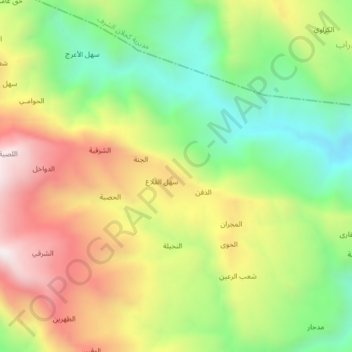 Mapa topográfico Samah, altitud, relieve