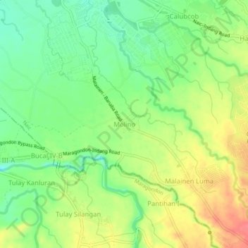 Mapa topográfico Molino, altitud, relieve