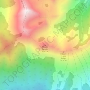 Mapa topográfico Mount Fernie, altitud, relieve