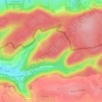 Mapa topográfico Lemont, altitud, relieve