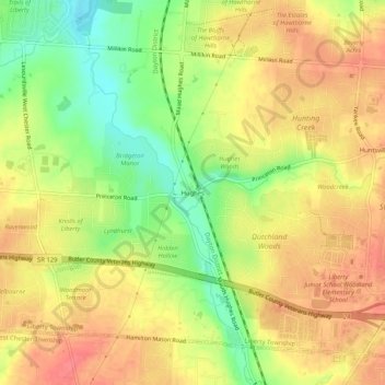 Mapa topográfico Hughes, altitud, relieve