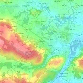 Mapa topográfico Le Pâtis, altitud, relieve