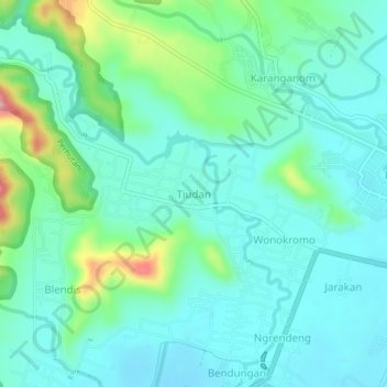 Mapa topográfico Tiudan, altitud, relieve