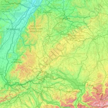 Mapa topográfico Großer Heuberg, altitud, relieve