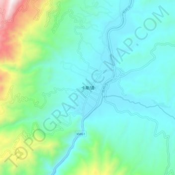 Mapa topográfico Kasi, altitud, relieve