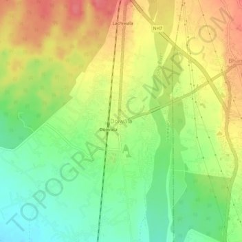 Mapa topográfico Doiwāla, altitud, relieve