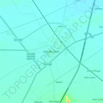 Mapa topográfico Charkhi Dadri, altitud, relieve