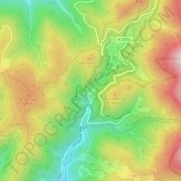 Mapa topográfico Allerheiligen-Wasserfälle, altitud, relieve