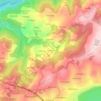 Mapa topográfico San Pedro, altitud, relieve