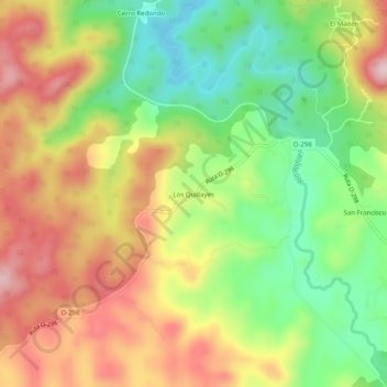 Mapa topográfico Los Quillayes, altitud, relieve