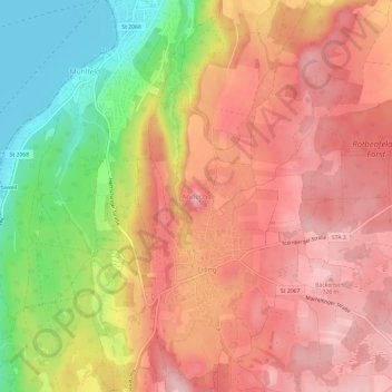 Mapa topográfico Andechs, altitud, relieve