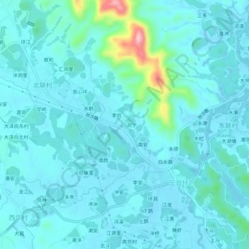 Mapa topográfico Cheju, altitud, relieve