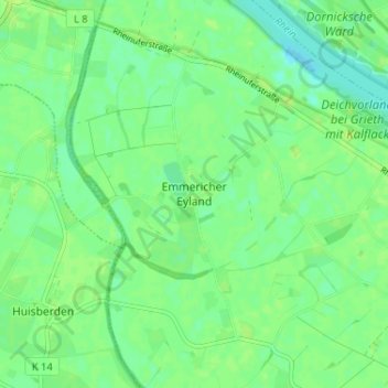 Mapa topográfico Emmericher Eyland, altitud, relieve