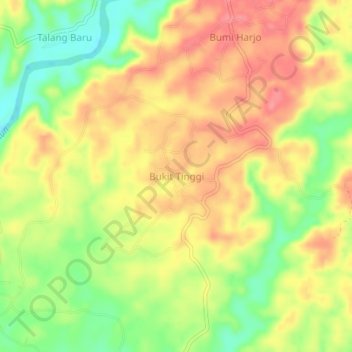 Mapa topográfico Bukit Tinggi, altitud, relieve