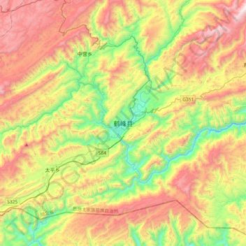 Mapa topográfico Hefeng, altitud, relieve
