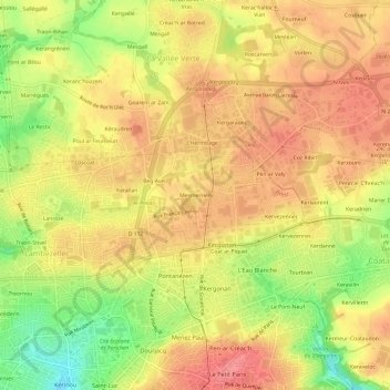 Mapa topográfico Mesmerrien, altitud, relieve