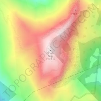Mapa topográfico Mount Honaz, altitud, relieve