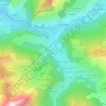 Mapa topográfico Frogy, altitud, relieve