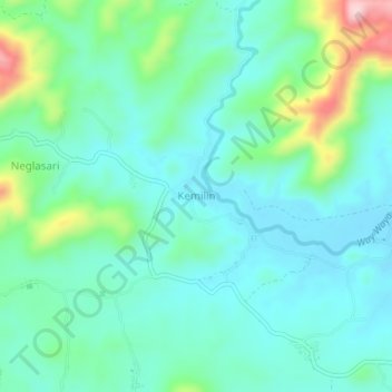 Mapa topográfico Kemilin, altitud, relieve