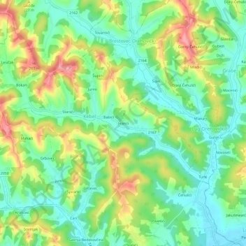 Mapa topográfico Franci, altitud, relieve