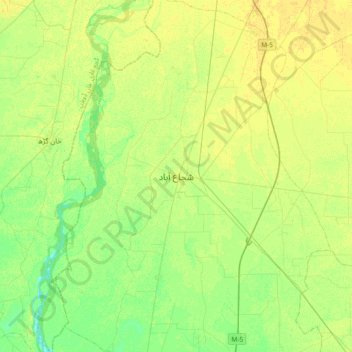 Mapa topográfico Shujaabad, altitud, relieve