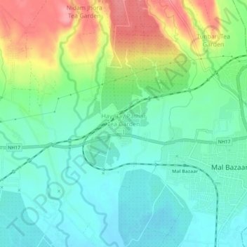 Mapa topográfico Hay Hay Pathar Tea Garden I, altitud, relieve