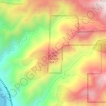 Mapa topográfico Puerta del Diablo, altitud, relieve