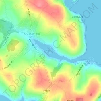 Mapa topográfico Mylor Creek, altitud, relieve