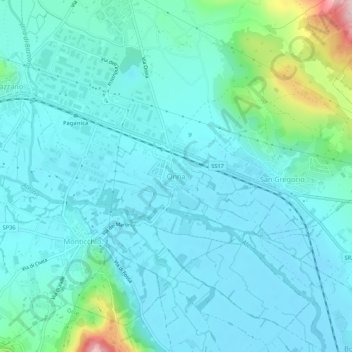 Mapa topográfico Onna, altitud, relieve