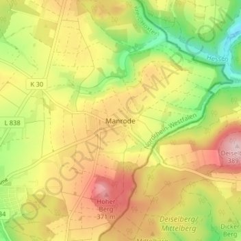 Mapa topográfico Manrode, altitud, relieve