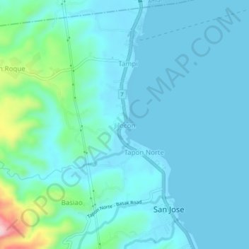 Mapa topográfico Jilocon, altitud, relieve