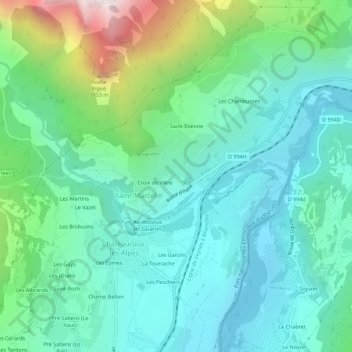 Mapa topográfico Fontfourane, altitud, relieve